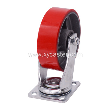 Red PU 6 Inch Swivel Caster Wheels